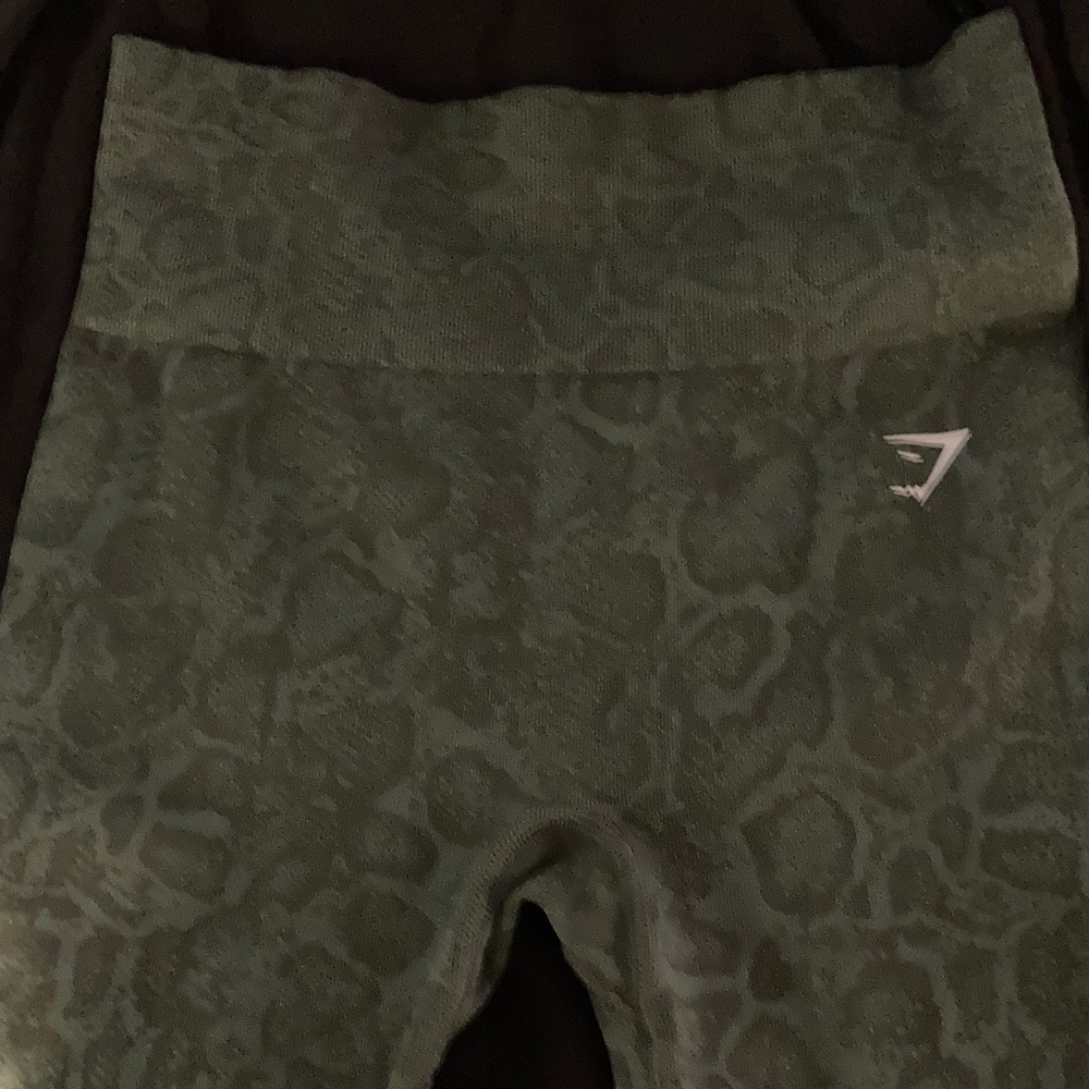 Gymshark Dark Olive Snakeskin Leggings Small